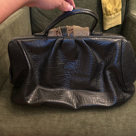 Black Snakeskin Handbag by Sylvia - Picture 5 of 9